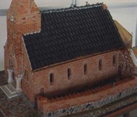 Model af Frederiksværk Kirke bygget i mini-TEGL af en pensioneret murer